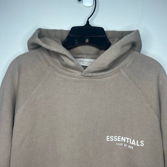 Fear of God Essentials Hoodie Desert Taupe Tan Size S Streetwear Heavy Pullover - Picture 3 of 12